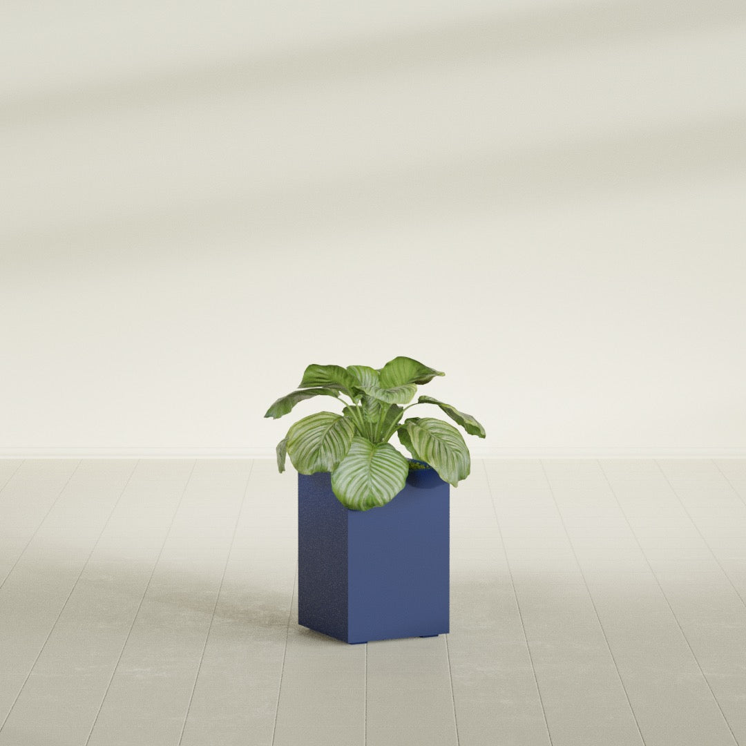 Miami Small Rectangle Fiberglass Planter - 12 in x 12 in x 18 in - Matte Cobalt Blue - Matte Cobalt Blue,12 in x 12 in x 18 in