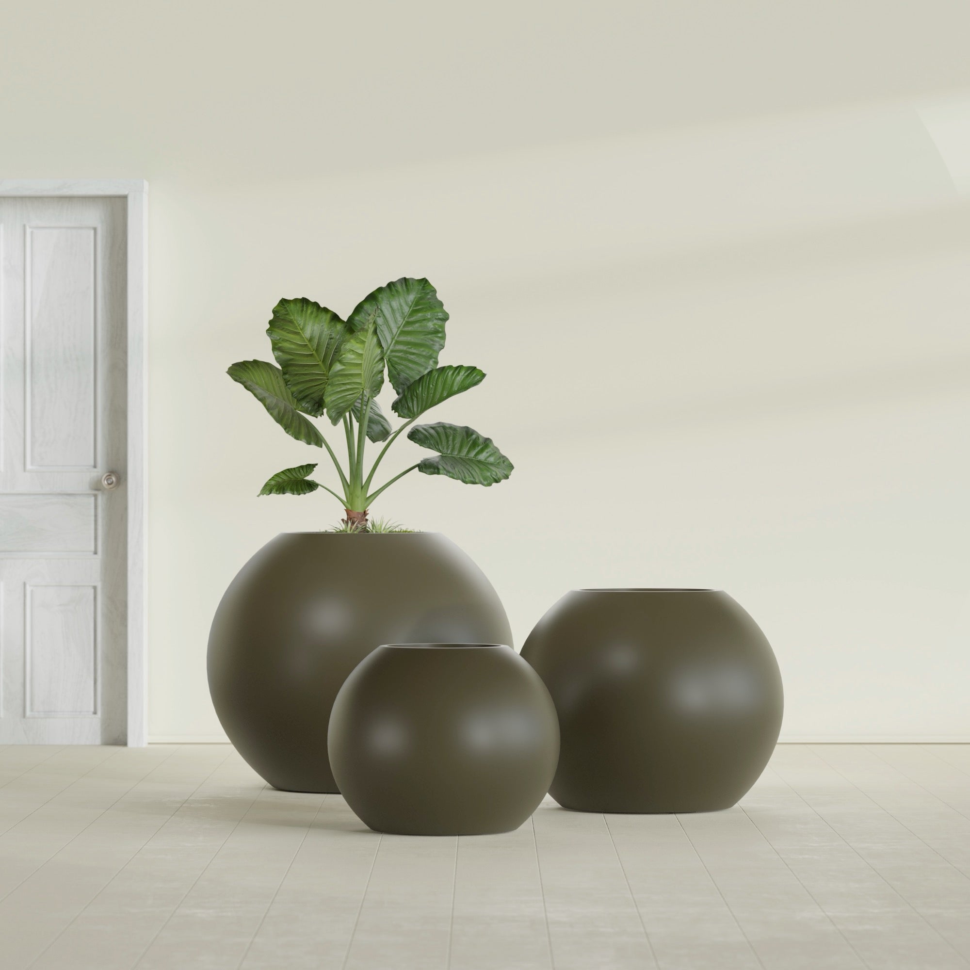 Globe Large Sphere Fiberglass Planter - 30 in x 30 in x 24 in - Matte Bronze - Matte Bronze,30 in x 30 in x 24 in