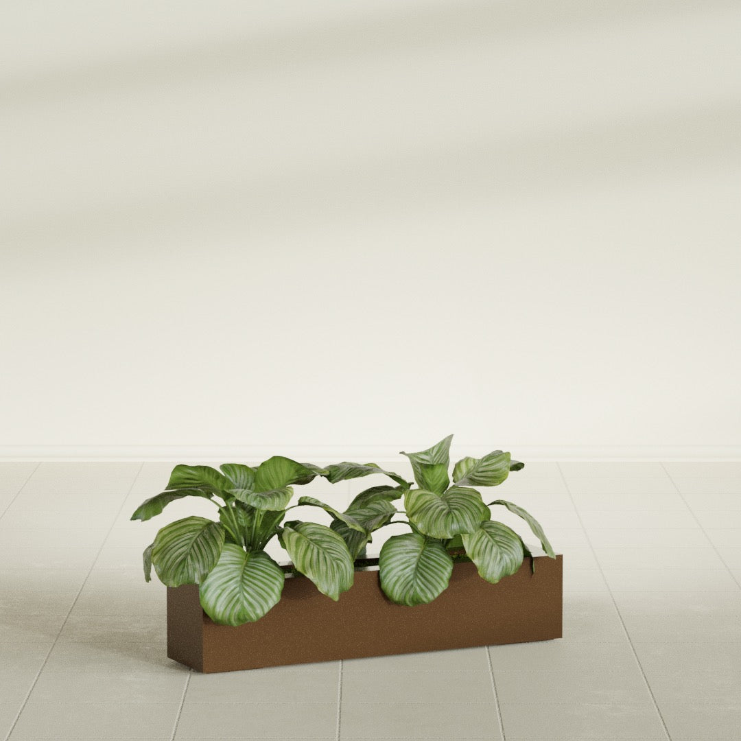 Salon Large Tall Rectangle Fiberglass Planter - 36 in x 8 in x 8 in - Metallic Bronze - Metallic Bronze,36 in x 8 in x 8 in