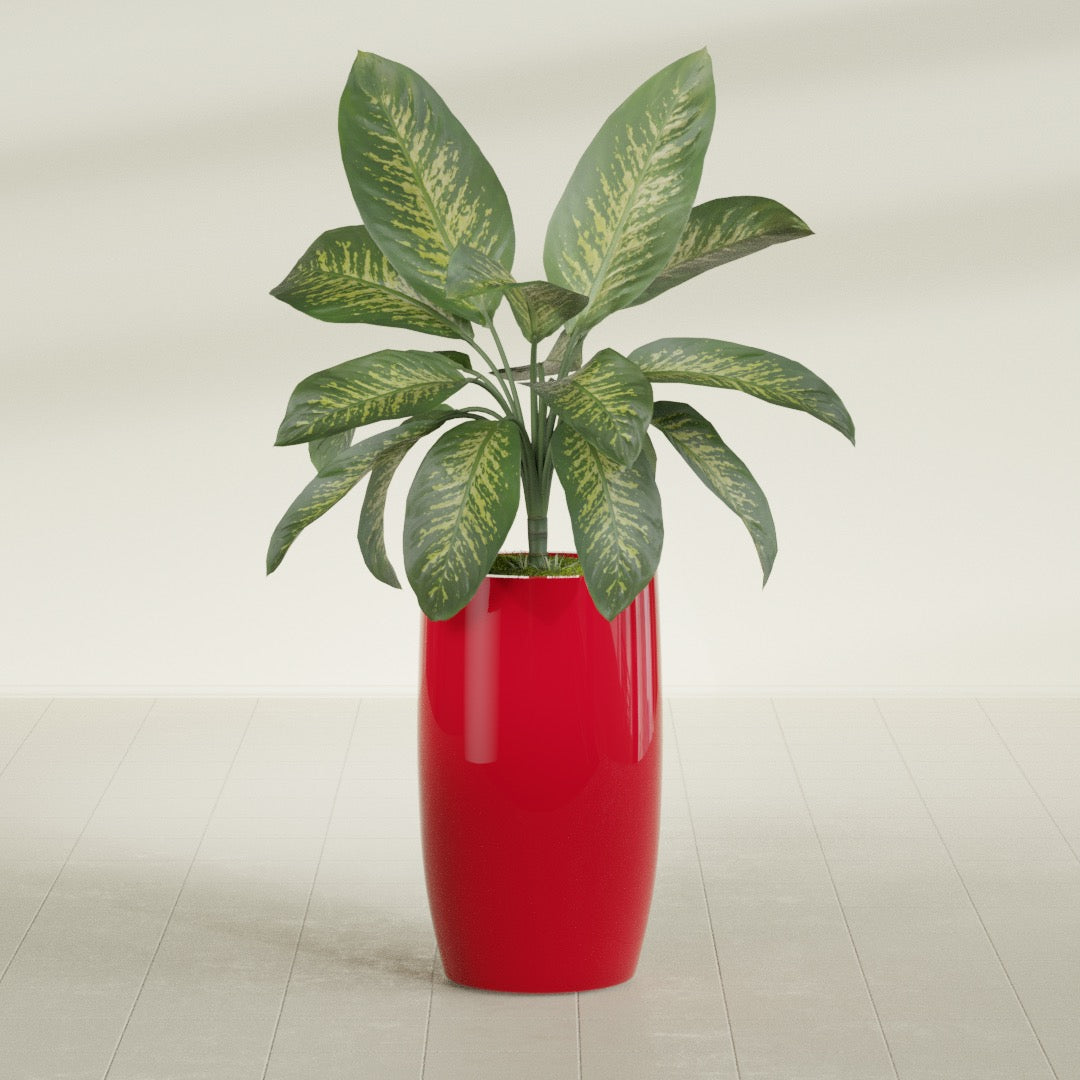 Lisbon Large Round Fiberglass Planter - 18 in x 18 in x 32 in - Gloss Red - Gloss Red,18 in x 18 in x 32 in