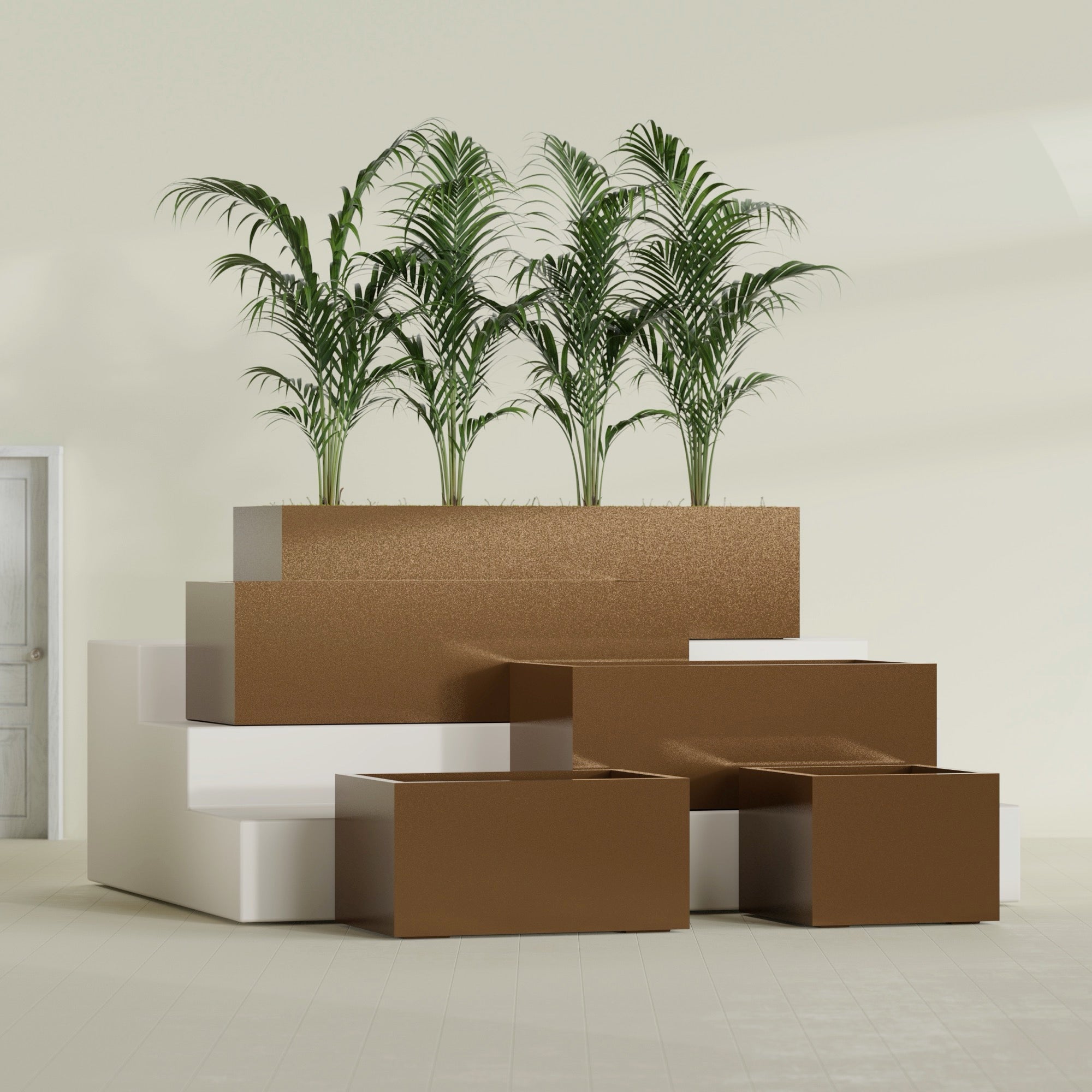 Torino Extra Large Wide Rectangle Fiberglass Planter - 72 in x 24 in x 18 in - Metallic Bronze - Metallic Bronze,72 in x 24 in x 18 in