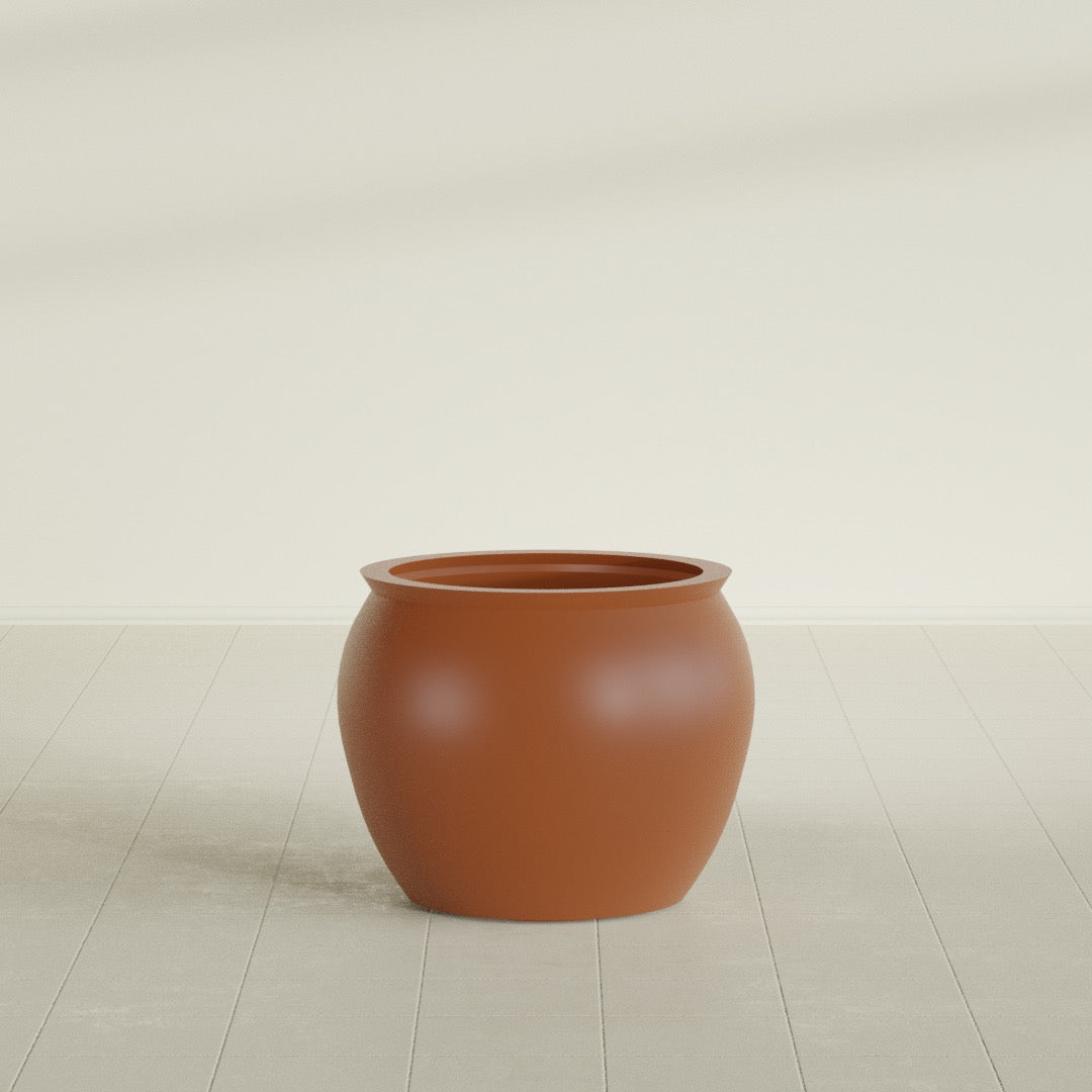 Fishbowl Medium Round Fiberglass Planter - 21.5 in x 21.5 in x 19 in - Matte Terracotta - Matte Terracotta,21.5 in x 21.5 in x 19 in