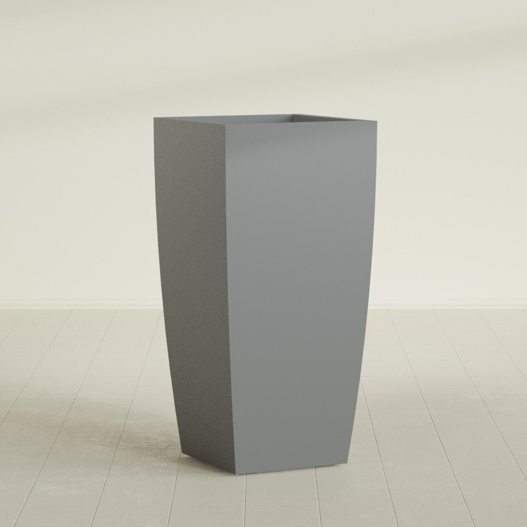 Toulan Extra Large Tall Tapered Square Fiberglass Planter - 23 in x 23 in x 48 in - Metallic Gunmetal - Metallic Gunmetal,23 in x 23 in x 48 in