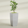 Toulan Extra Large Tall Tapered Square Fiberglass Planter - 23 in x 23 in x 48 in - Metallic Silver - Metallic Silver,23 in x 23 in x 48 in
