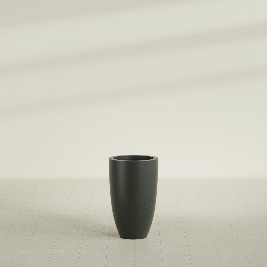 Brannan Medium Round Fiberglass Planter - 18 in x 18 in x 29 in - Matte Charcoal - Matte Charcoal,18 in x 18 in x 29 in