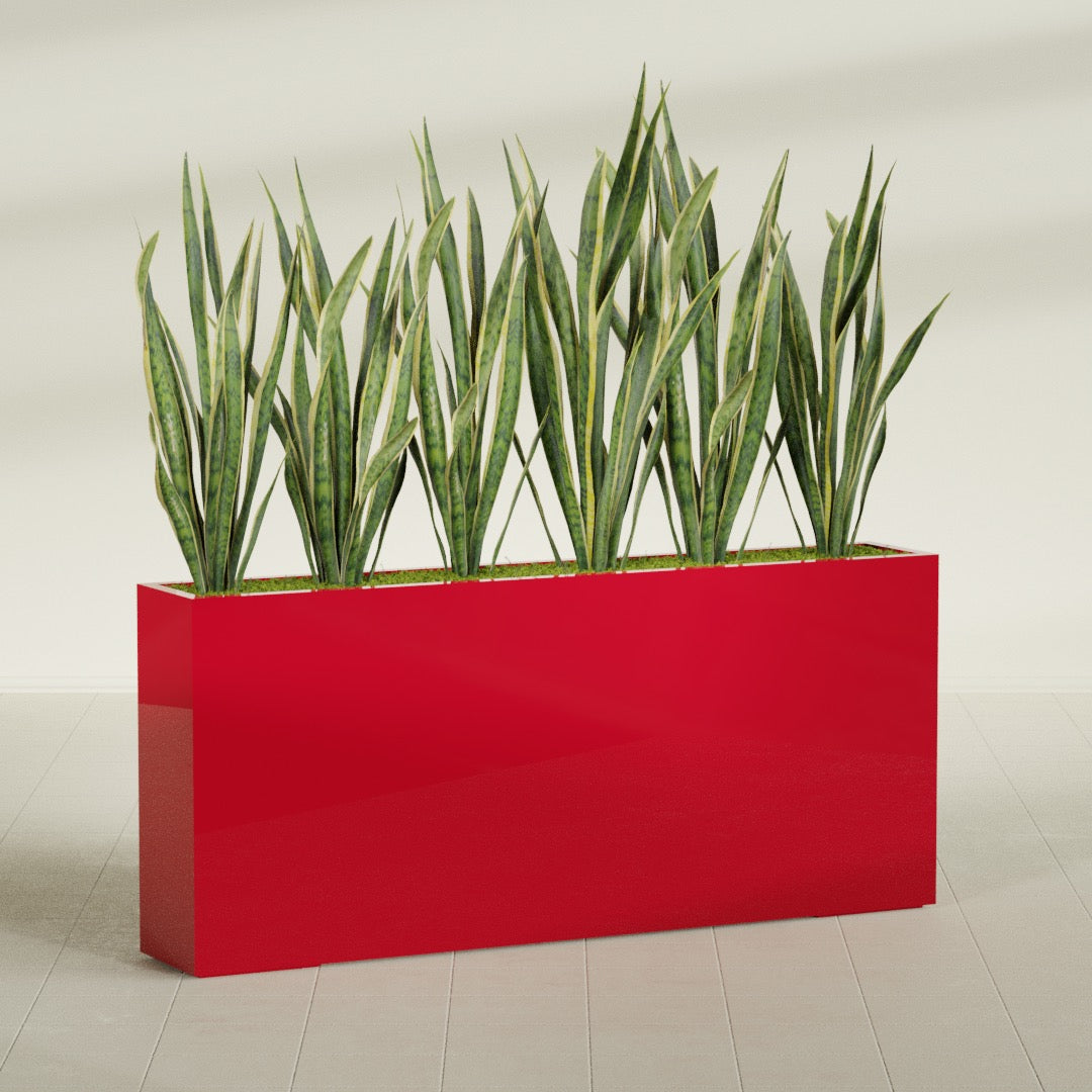 Delray Extra Large Long Rectangle Fiberglass Planter - 72 in x 12 in x 32 in - Gloss Red - Gloss Red,72 in x 12 in x 32 in