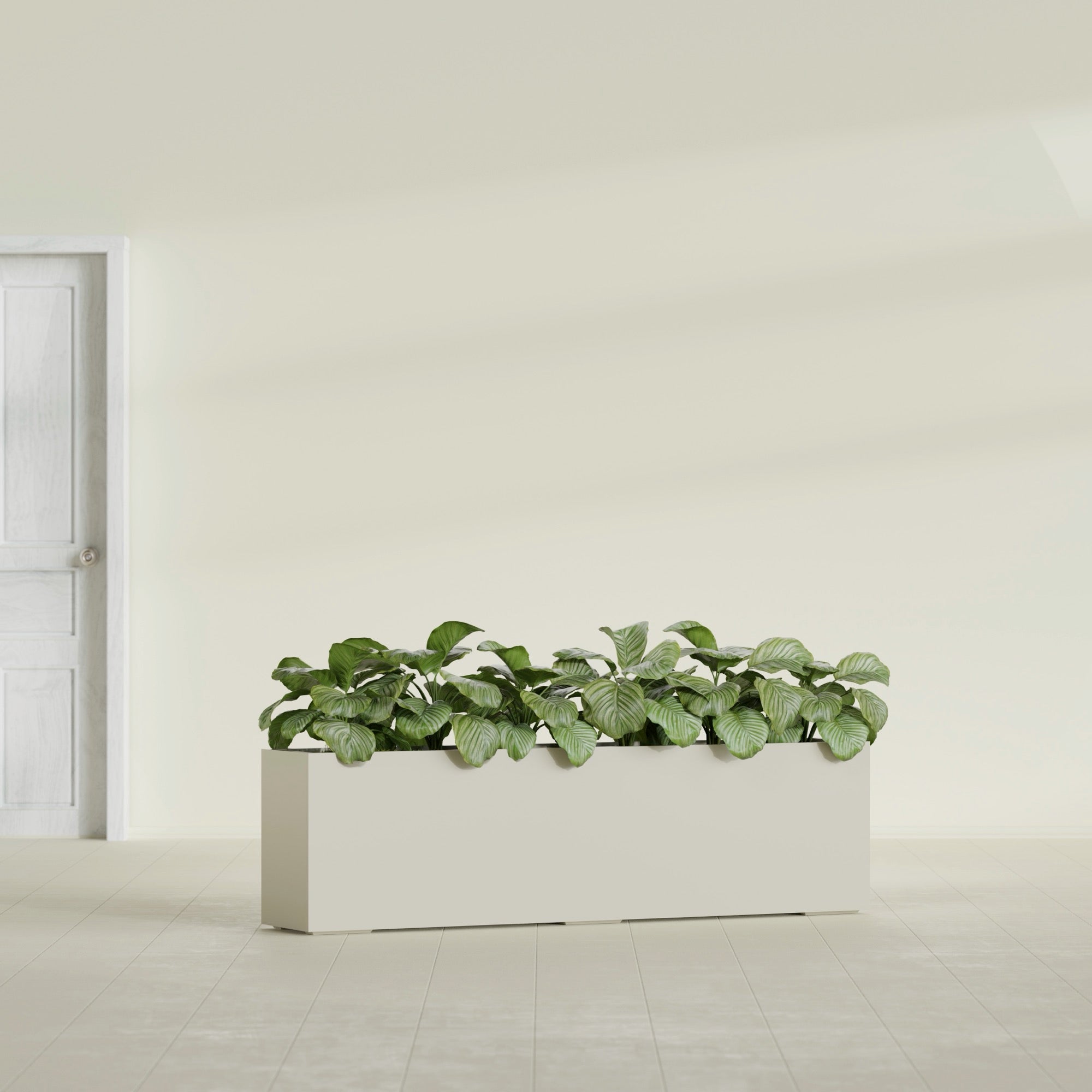 Hudson Extra Large Long Rectangle Fiberglass Planter - 100 in x 18 in x 28 in - Satin Beige - Satin Beige,100 in x 18 in x 28 in