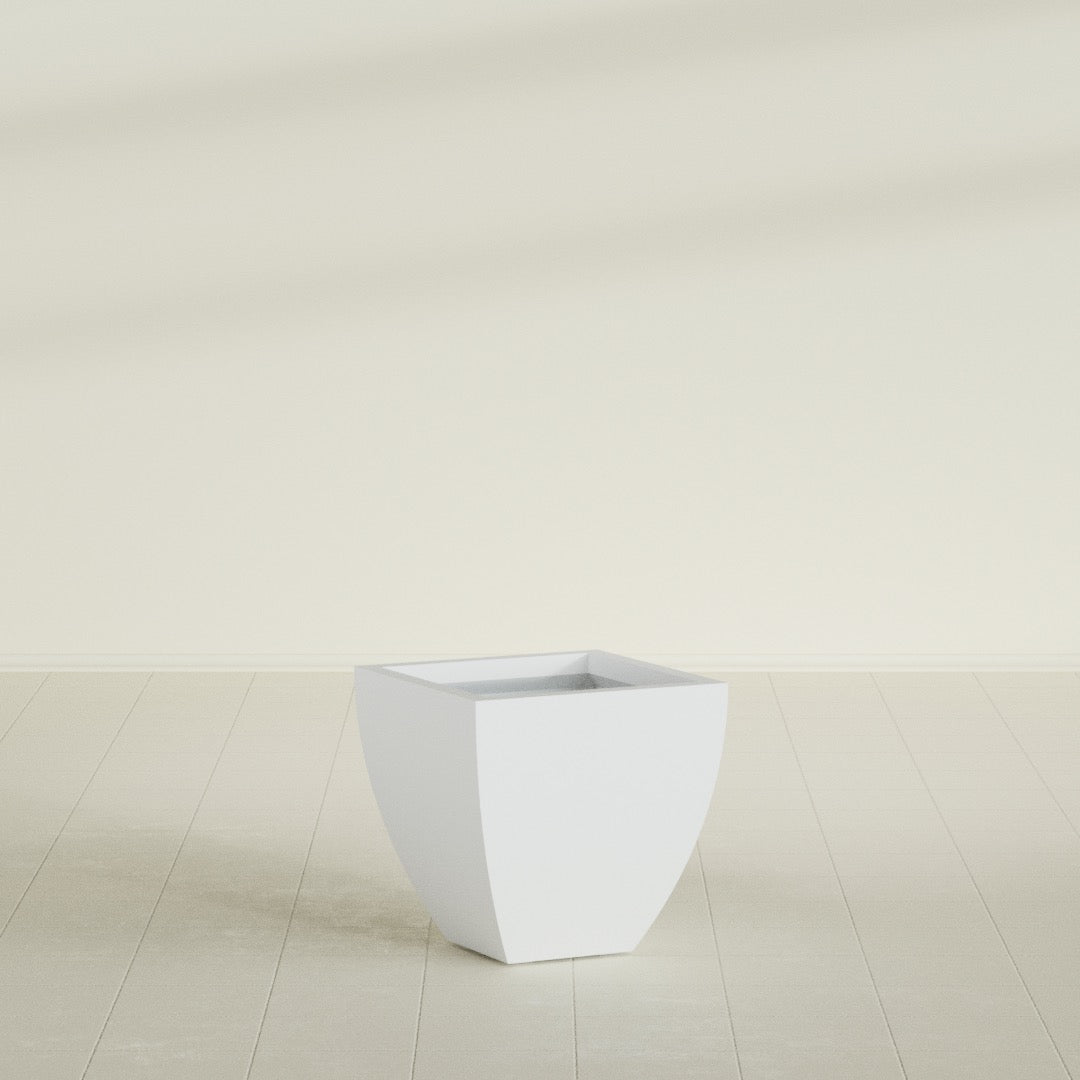 Lima Medium Tapered Square Fiberglass Planter - 20 in x 20 in x 20 in - Gloss White - Gloss White,20 in x 20 in x 20 in