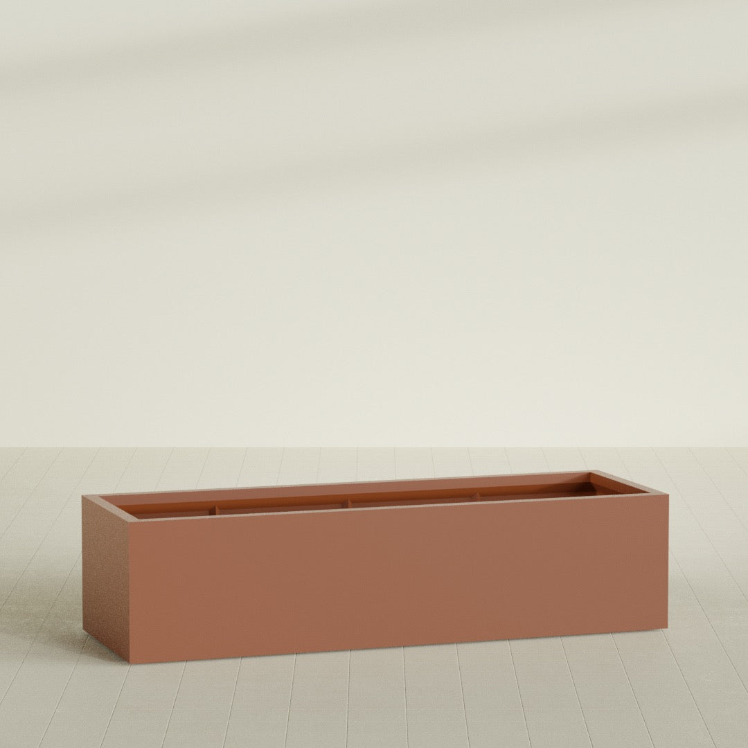 Torino Extra Large Wide Rectangle Fiberglass Planter - 72 in x 24 in x 18 in - Matte Terracotta - Matte Terracotta,72 in x 24 in x 18 in