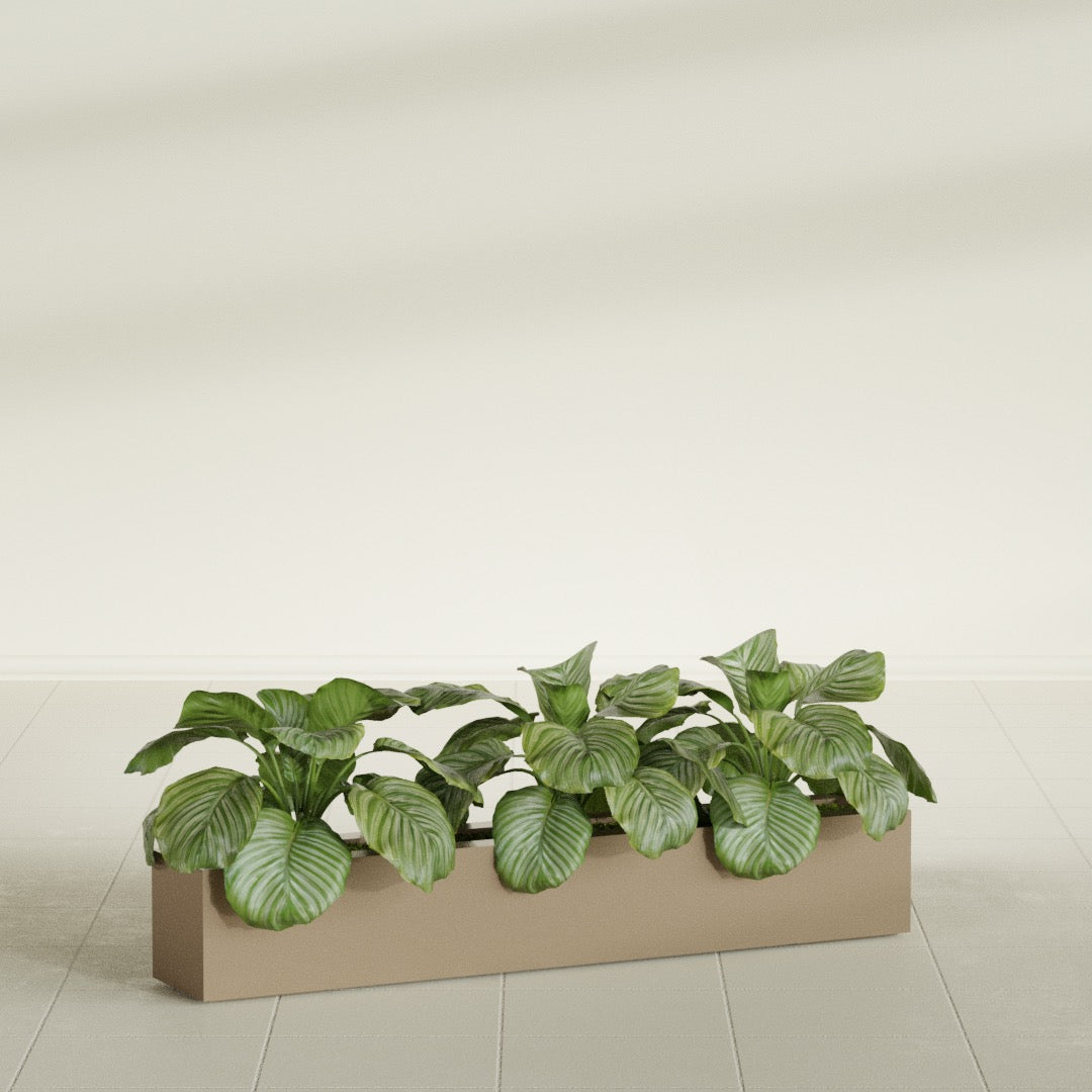 Salon Large Tall Rectangle Fiberglass Planter - 48 in x 8 in x 8 in - Metallic Gold - Metallic Gold,48 in x 8 in x 8 in