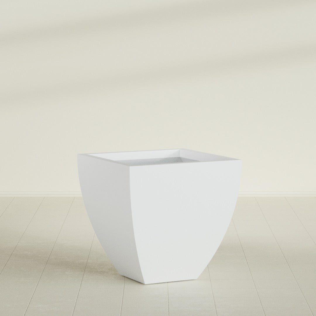 Lima Large Tapered Square Fiberglass Planter - 30 in x 30 in x 30 in - Gloss White - Gloss White,30 in x 30 in x 30 in