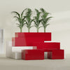 Torino Medium Wide Rectangle Fiberglass Planter - 24 in x 24 in x 18 in - Gloss Red - Gloss Red,24 in x 24 in x 18 in