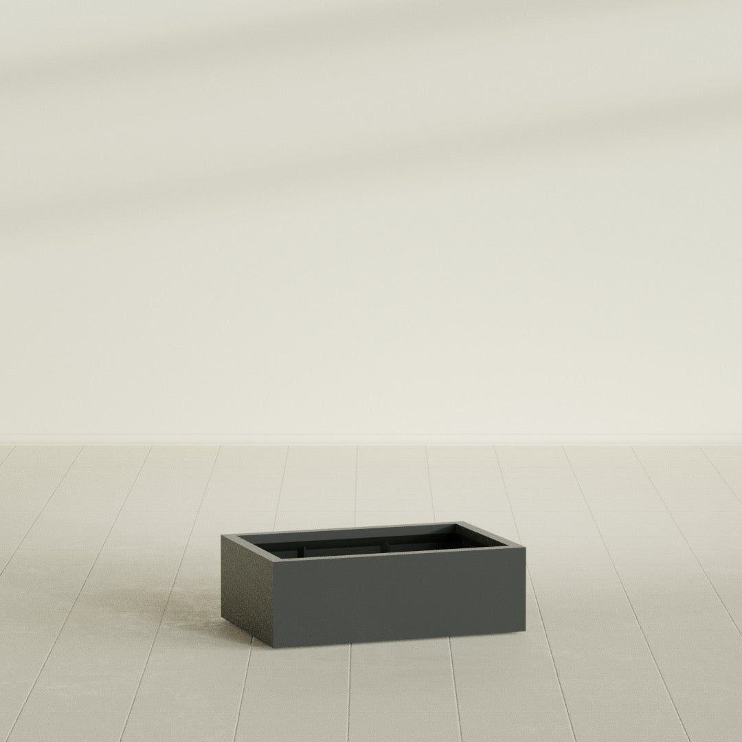 Antwerp Large Long Rectangle Fiberglass Planter - 36 in x 24 in x 12 in - Matte Charcoal - Matte Charcoal,36 in x 24 in x 12 in