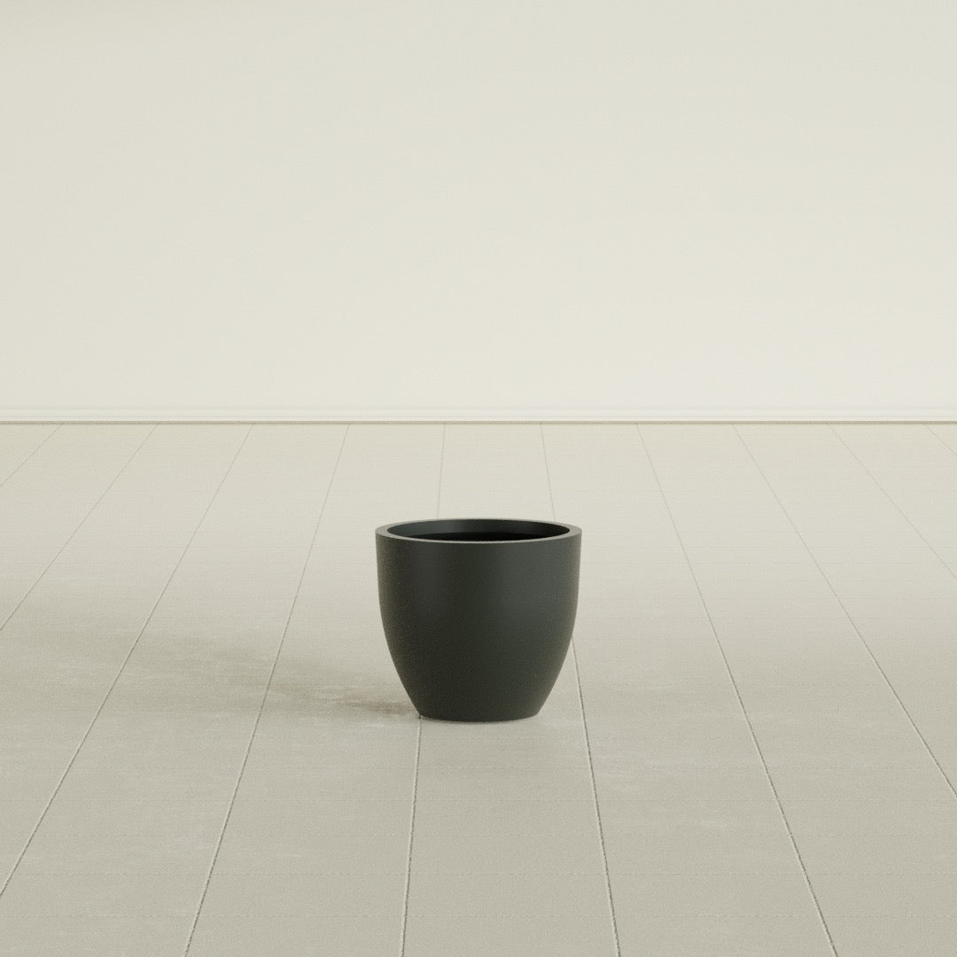 Wannsee Small Round Fiberglass Planter - 15 in x 15 in x 13 in - Matte Charcoal - Matte Charcoal,15 in x 15 in x 13 in