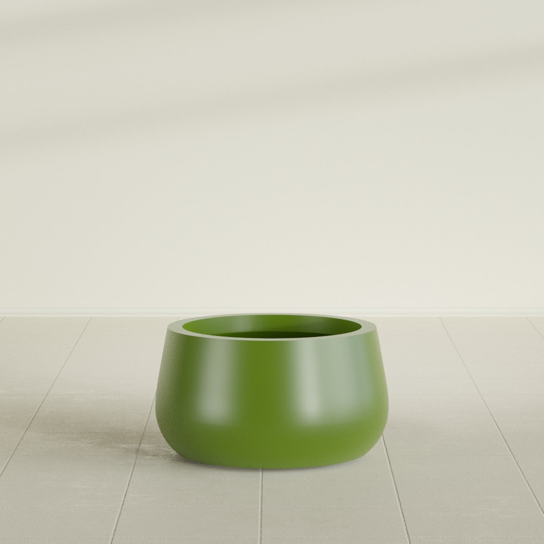 Short Hayden Small Round Fiberglass Planter - 16 in x 16 in x 8 in - Satin Green - Satin Green,16 in x 16 in x 8 in