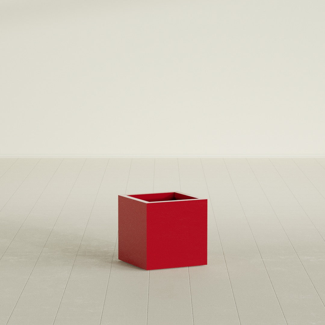 Montroy Small Cube Square Fiberglass Planter - 16 in x 16 in x 16 in - Gloss Red - Gloss Red,16 in x 16 in x 16 in