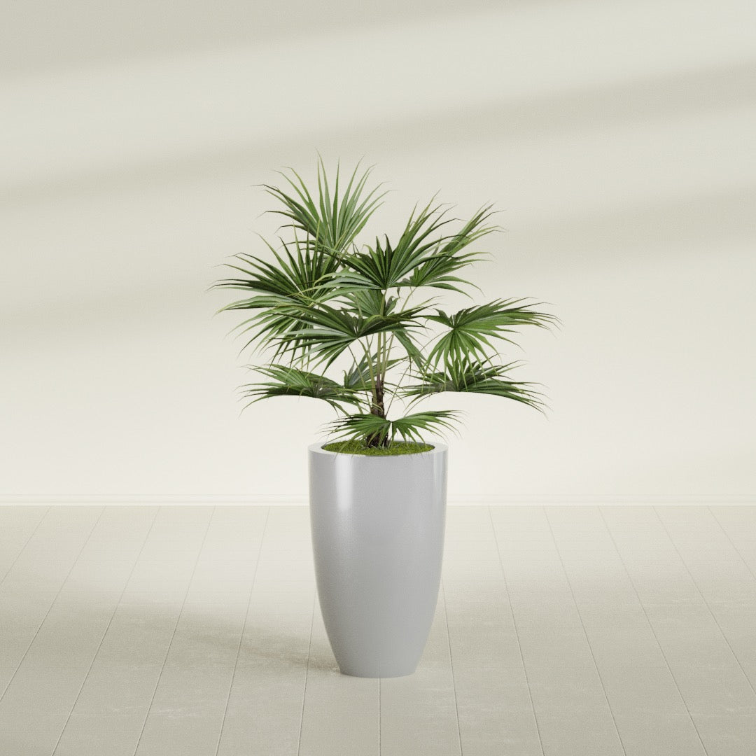 Brannan Medium Round Fiberglass Planter - 18 in x 18 in x 29 in - Metallic Silver - Metallic Silver,18 in x 18 in x 29 in