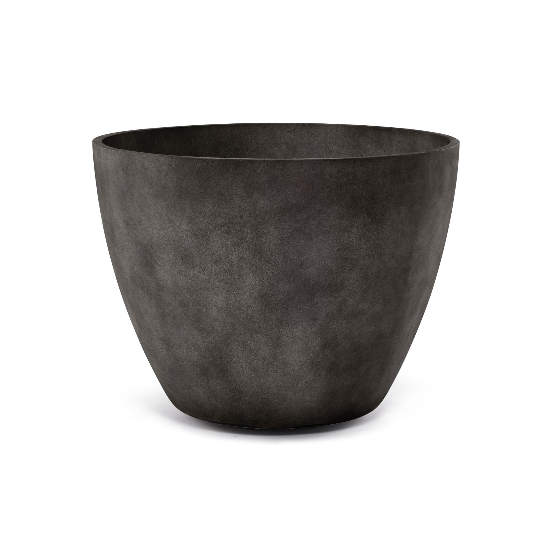 Lupo Tapered Planter – Brown Stone Finish – Fiberglass Indoor/Outdoor and Weather-Resistant Large Planter (32.3" D x 24.5" H Exterior, 30.7" D x 24" H Interior) - Brown Stone,32.3 in diam. x 24.6 in
