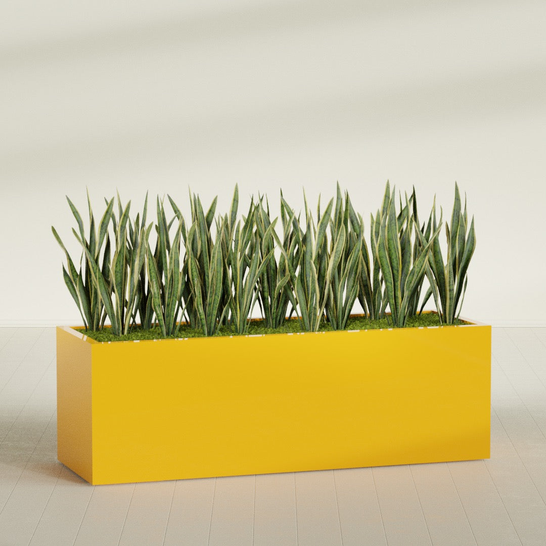 Granada Extra Large Long Rectangle Fiberglass Planter - 72 in x 24 in x 24 in - Gloss Saffron - Gloss Saffron,72 in x 24 in x 24 in