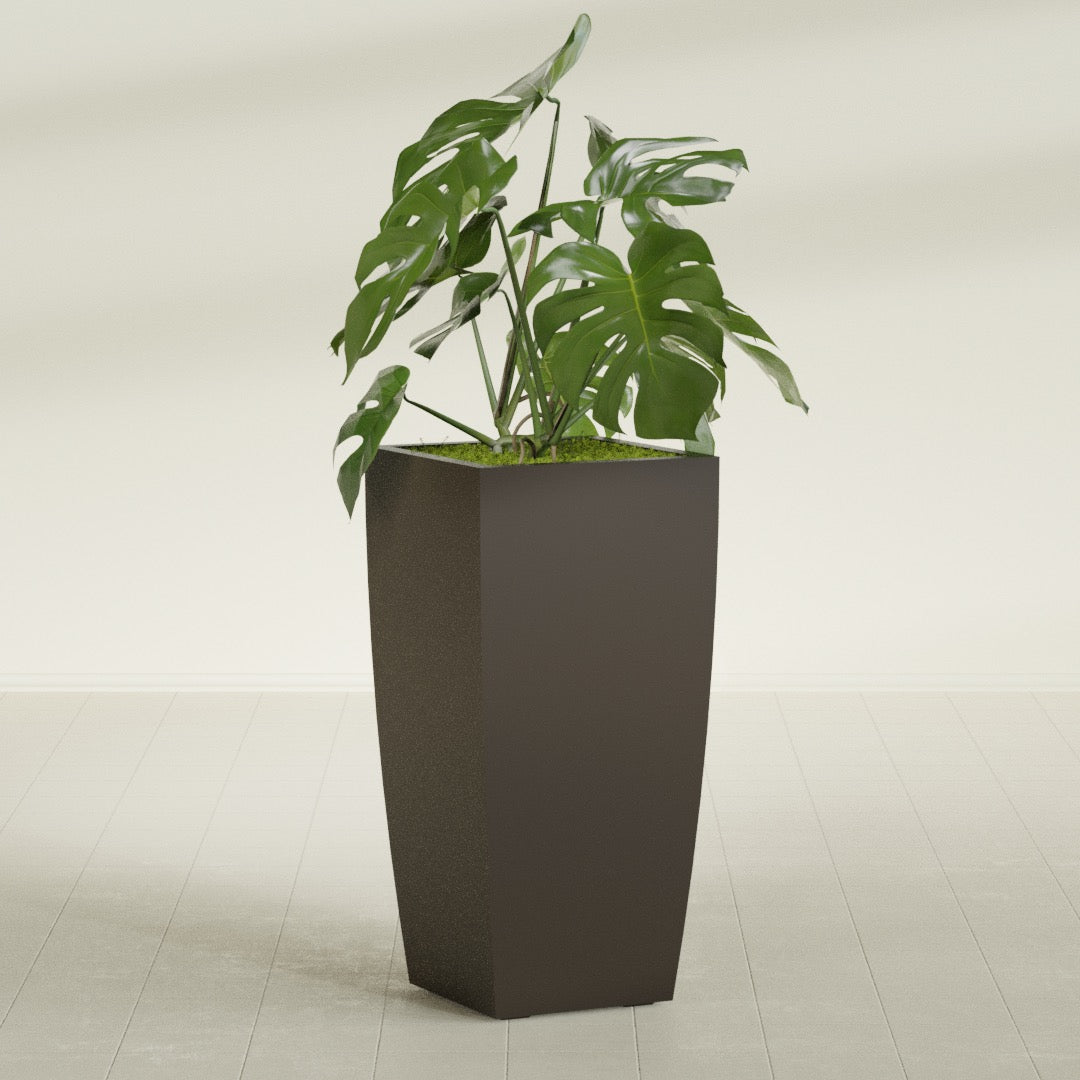 Toulan Large Tall Tapered Square Fiberglass Planter - 20 in x 20 in x 42 in - Matte Brown - Matte Brown,20 in x 20 in x 42 in