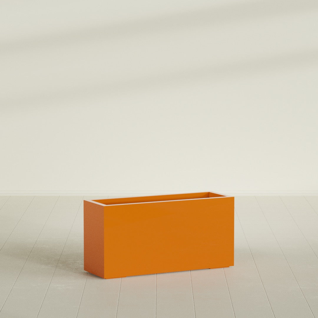 Miami Large Narrow Rectangle Fiberglass Planter - 36 in x 12 in x 18 in - Gloss Tangerine - Gloss Tangerine,36 in x 12 in x 18 in