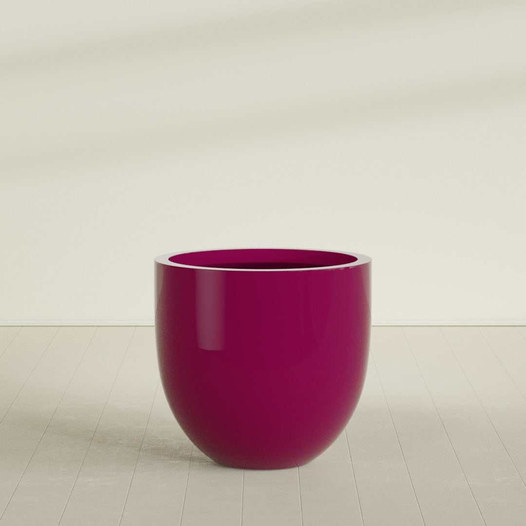 Alzira Large Round Fiberglass Planter - 36 in x 36 in x 34 in - Gloss Eggplant - Gloss Eggplant,36 in x 36 in x 34 in