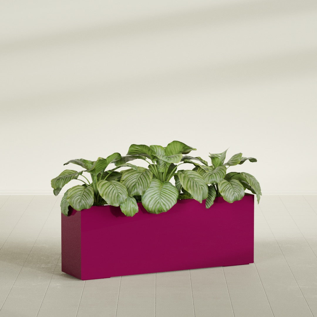 Miami Extra Large Narrow Rectangle Fiberglass Planter - 48 in x 12 in x 18 in - Gloss Eggplant - Gloss Eggplant,48 in x 12 in x 18 in