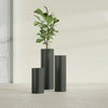 Corry Medium Tall Cylinder Fiberglass Planter - 10 in x 10 in x 20 in - Matte Charcoal - Matte Charcoal,10 in x 10 in x 20 in