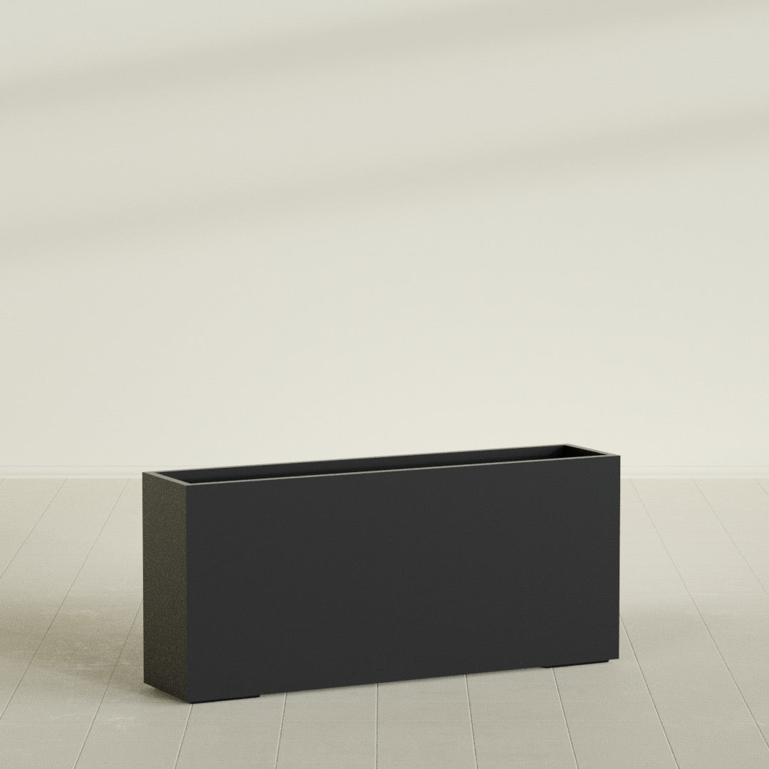 Potsdam Extra Large Long Rectangle Fiberglass Planter - 72 in x 16 in x 32 in - Matte Black - Matte Black,72 in x 16 in x 32 in