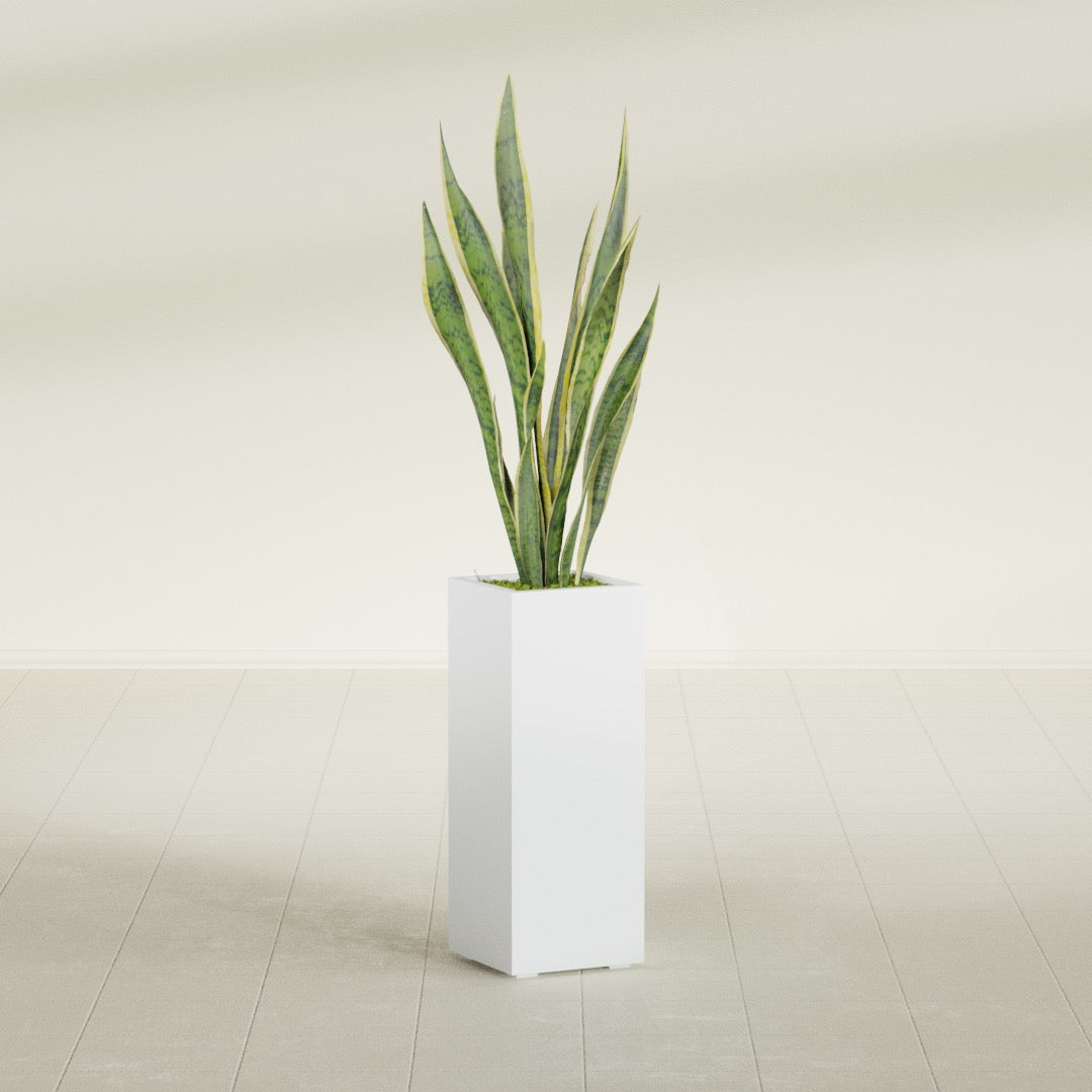 Perth Large Tall Rectangle Fiberglass Planter - 16 in x 16 in x 42 in - Gloss White - Gloss White,16 in x 16 in x 42 in