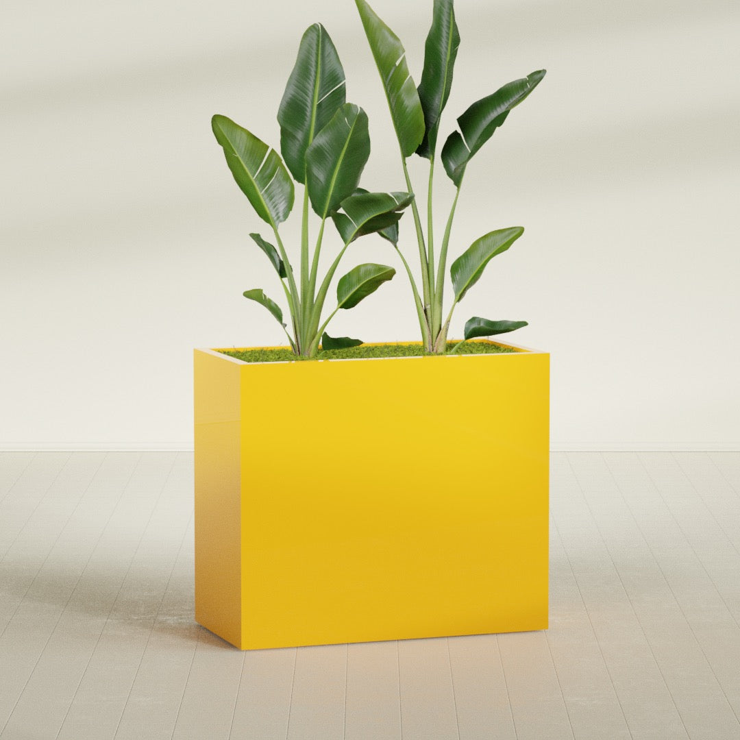 Darwin Extra Large Rectangle Fiberglass Planter - 48 in x 24 in x 42 in - Gloss Saffron - Gloss Saffron,48 in x 24 in x 42 in