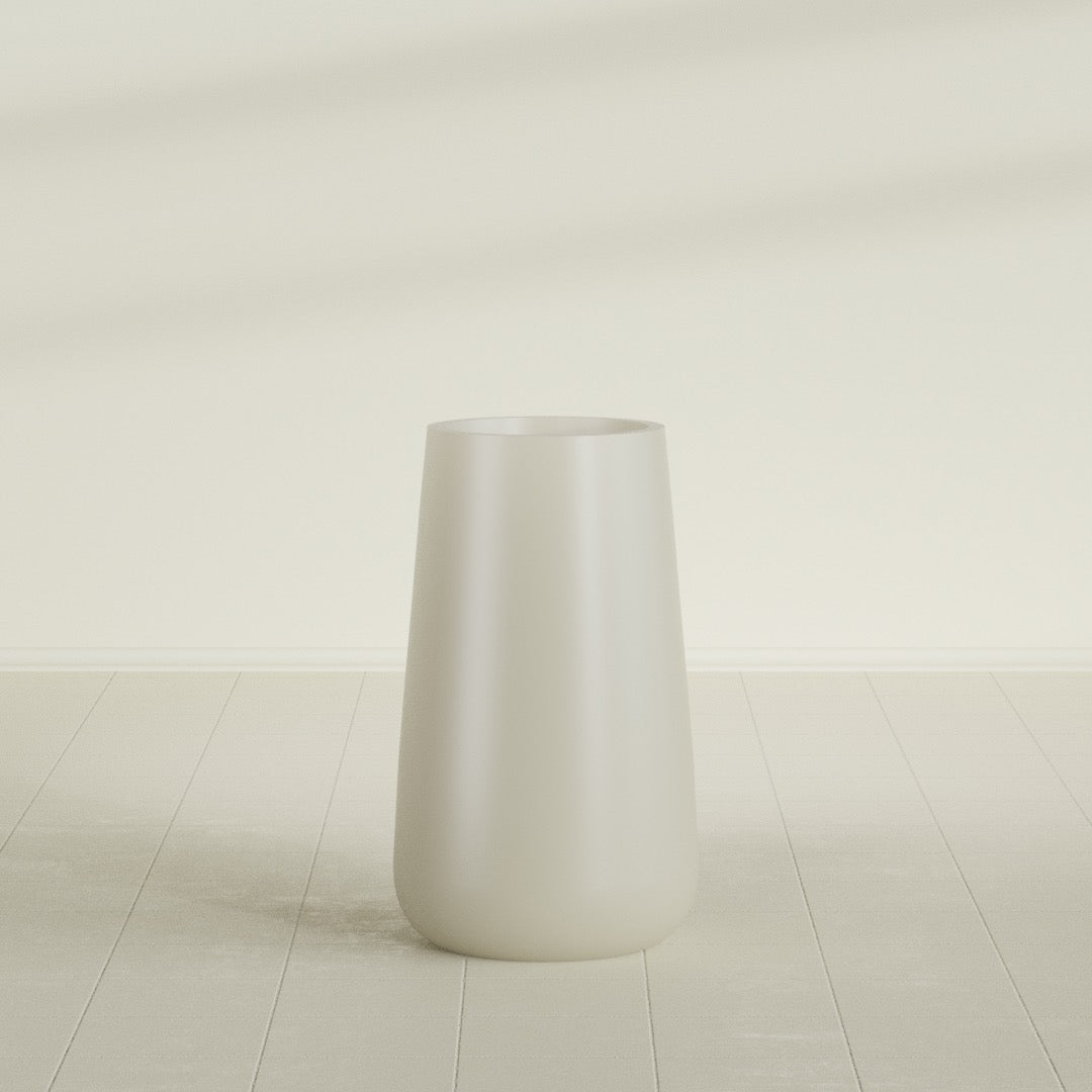 Saigon Extra Large Tapered Round Planter - 19 in x 19 in x 42 in - Satin Beige - Satin Beige,19.2 in x 24.2 in x 42 in