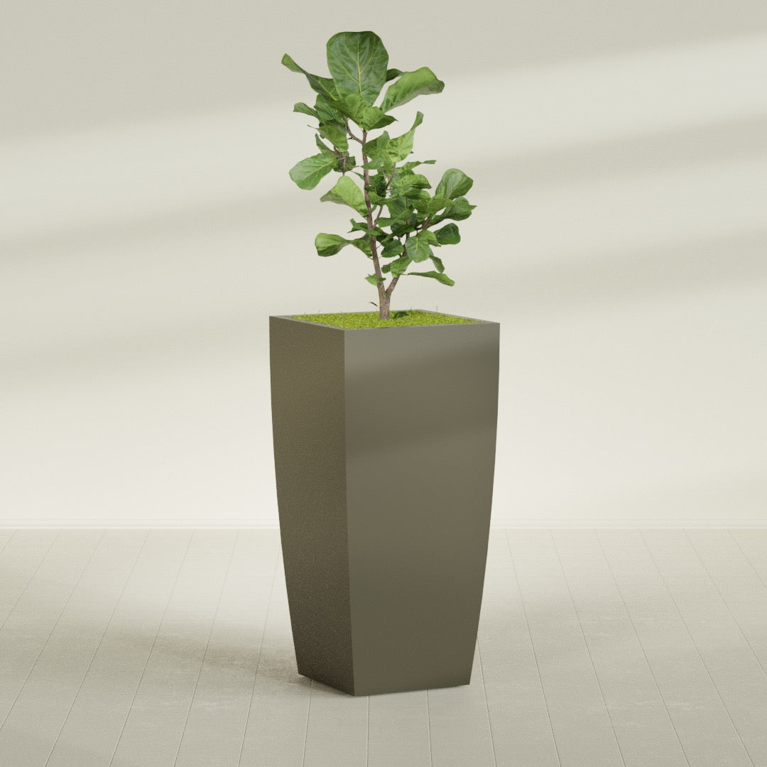 Toulan Extra Large Tall Tapered Square Fiberglass Planter - 28 in x 28 in x 60 in - Matte Bronze - Matte Bronze,28 in x 28 in x 60 in