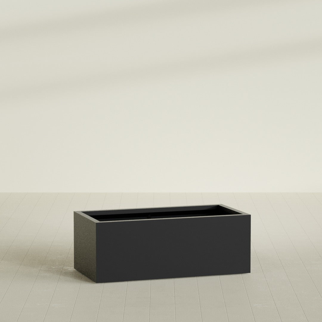 Torino Extra Large Wide Rectangle Fiberglass Planter - 48 in x 24 in x 18 in - Matte Black - Matte Black,48 in x 24 in x 18 in