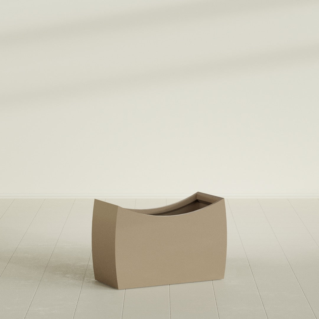 Seoul Large Curved Abstract Fiberglass Planter - 36 in x 16 in x 24 in - Metallic Gold - Metallic Gold,36 in x 16 in x 24 in