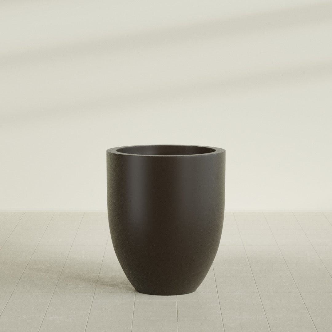 Valencia Large Round Fiberglass Planter - 27 in x 27 in x 31 in - Matte Brown - Matte Brown,27 in x 27 in x 31 in