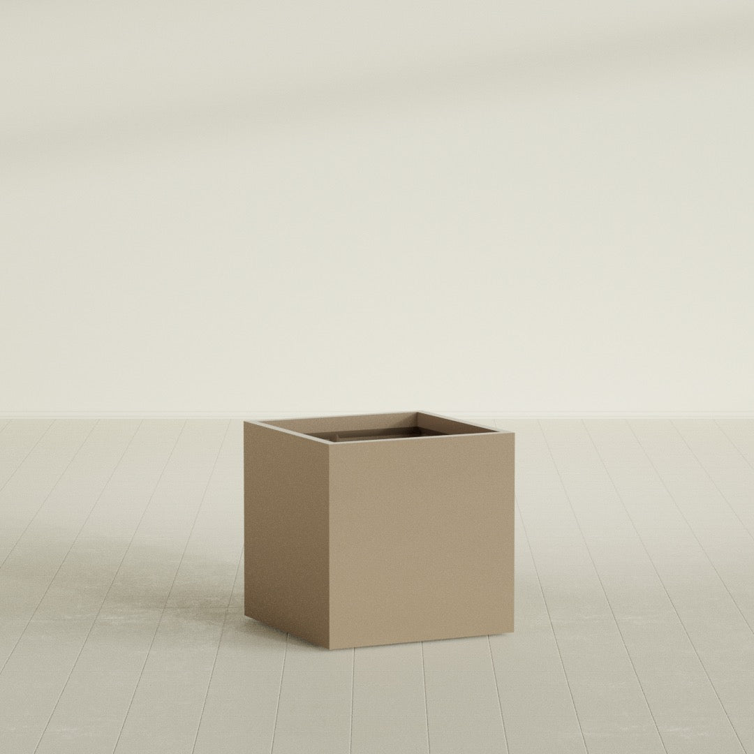 Montroy Medium Cube Square Fiberglass Planter - 28 in x 28 in x 28 in - Metallic Gold - Metallic Gold,28 in x 28 in x 28 in