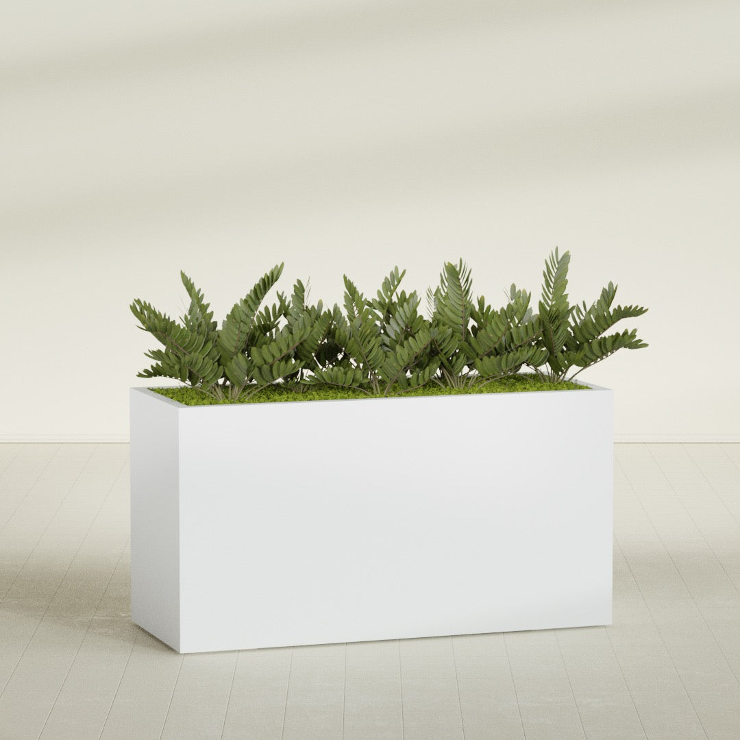 Brisbane Extra Large Long Rectangle Fiberglass Planter - 60 in x 24 in x 32 in - Gloss White - Gloss White,60 in x 24 in x 32 in