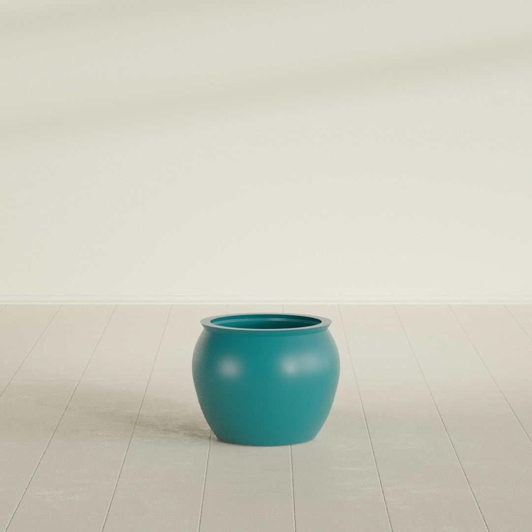 Fishbowl Small Round Fiberglass Planter - 16 in x 16 in x 14 in - Satin Sea Foam - Satin Sea Foam,16 in x 16 in x 14 in