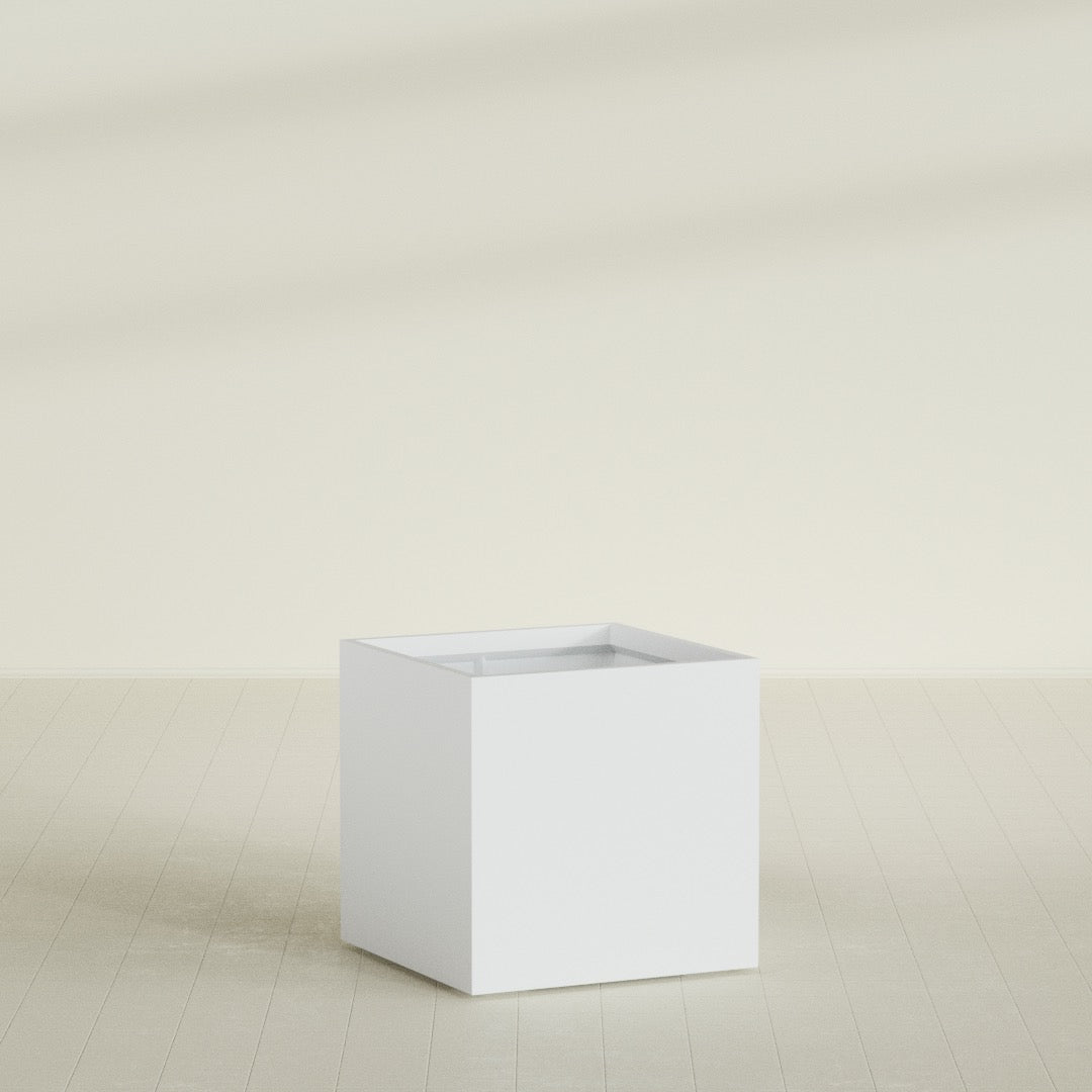 Montroy Large Cube Square Fiberglass Planter - 36 in x 36 in x 36 in - Gloss White - Gloss White,36 in x 36 in x 36 in