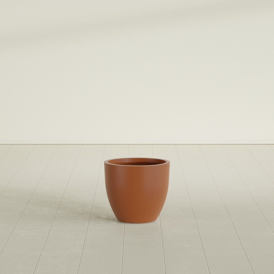Wannsee Medium Round Fiberglass Planter - 22 in x 22 in x 19 in - Matte Terracotta - Matte Terracotta,22 in x 22 in x 19 in