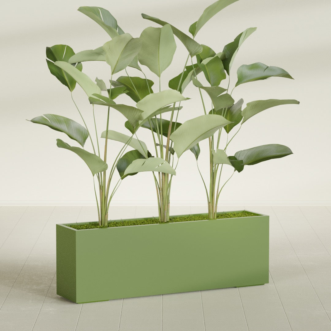 Tolga Extra Large Long Rectangle Fiberglass Planter - 72 in x 16 in x 24 in - Satin Green - Satin Green,72 in x 16 in x 24 in