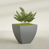 Lima Large Tapered Square Fiberglass Planter - 30 in x 30 in x 30 in - Metallic Gunmetal - Metallic Gunmetal,30 in x 30 in x 30 in