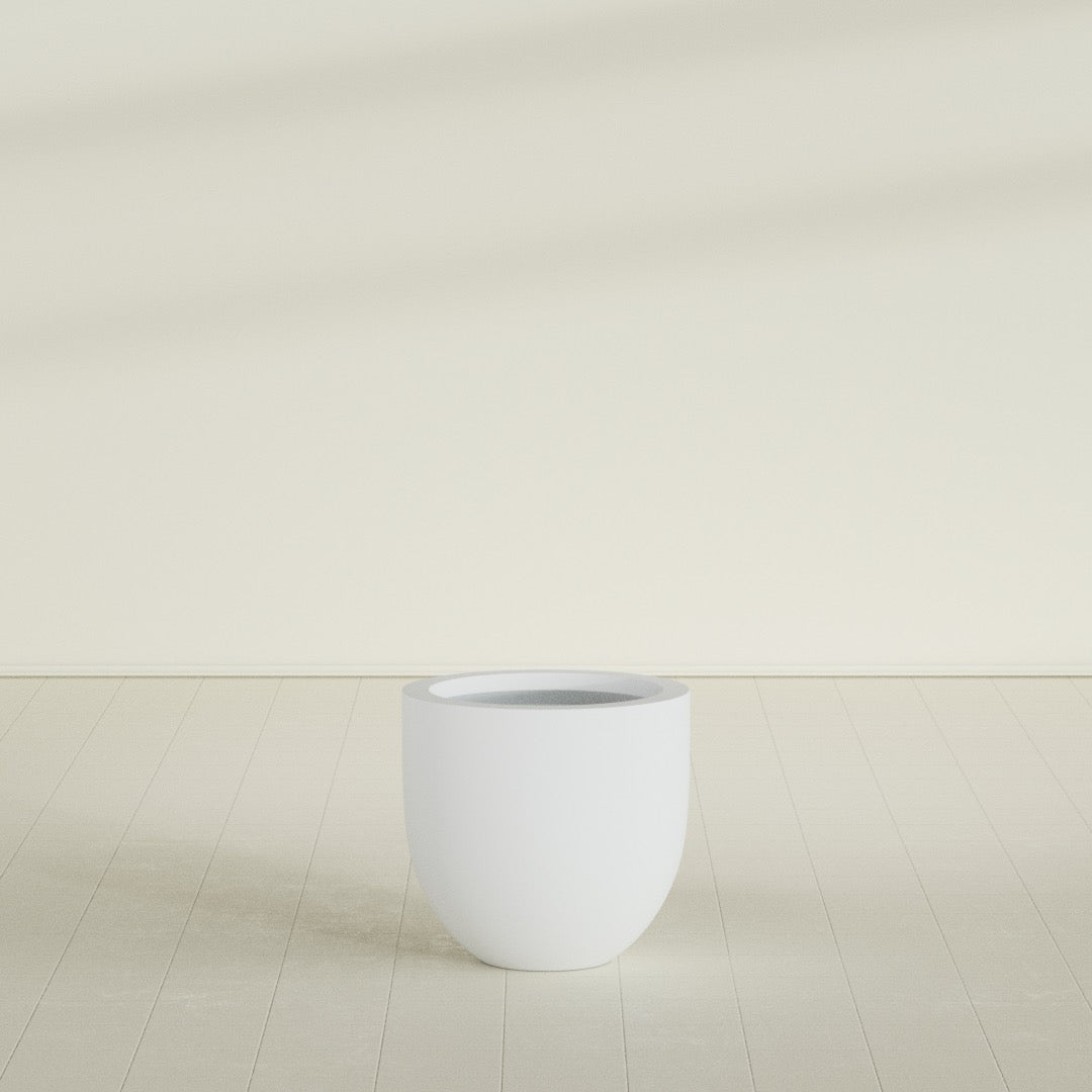 Alzira Medium Round Fiberglass Planter - 23 in x 23 in x 22 in - Gloss White - Gloss White,23 in x 23 in x 22 in