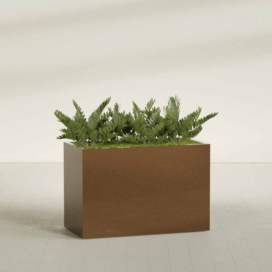 Brisbane Extra Large Long Rectangle Fiberglass Planter - 48 in x 24 in x 32 in - Metallic Bronze - Metallic Bronze,48 in x 24 in x 32 in