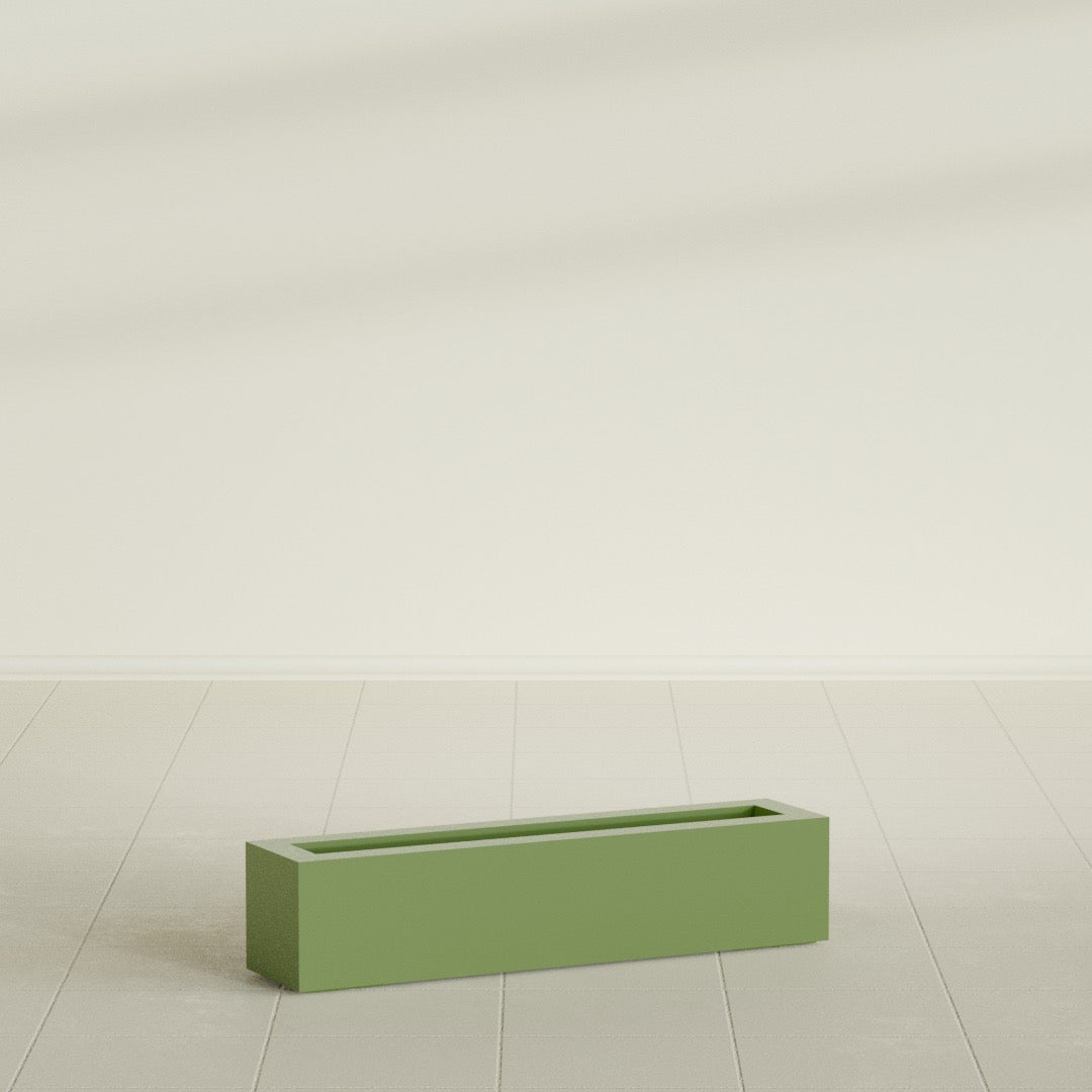 Salon Large Tall Rectangle Fiberglass Planter - 36 in x 8 in x 8 in - Satin Green - Satin Green,36 in x 8 in x 8 in