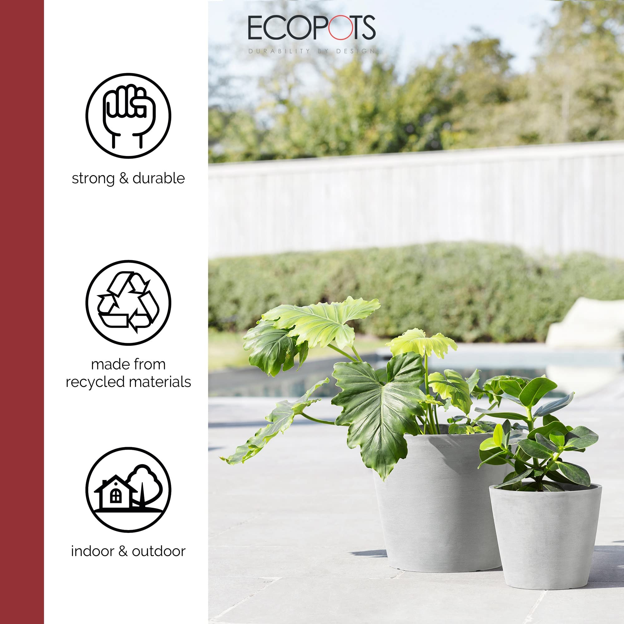 Amsterdam Small Round Planter - 8 in x 8 in x 7 in - White Grey - White Grey,8 in x 8 in x 7 in,Planter Only