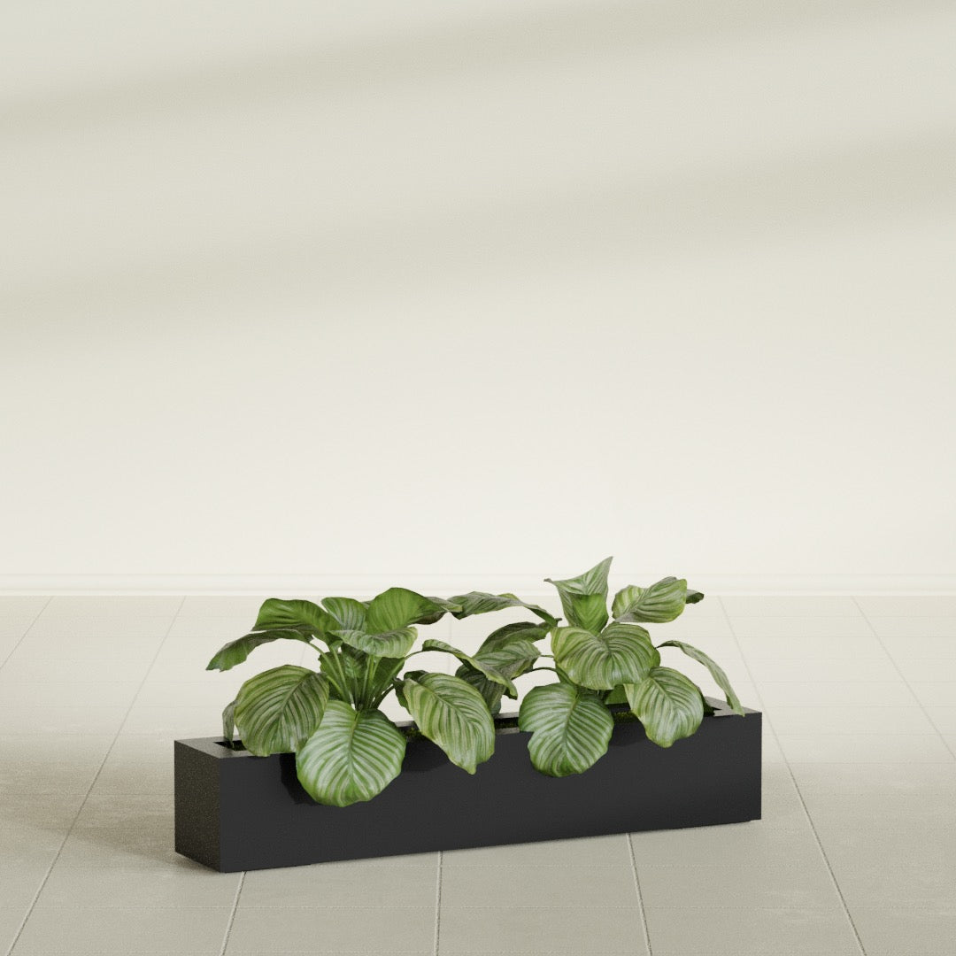 Salon Large Tall Rectangle Fiberglass Planter - 42 in x 8 in x 8 in - Matte Black - Matte Black,42 in x 8 in x 8 in