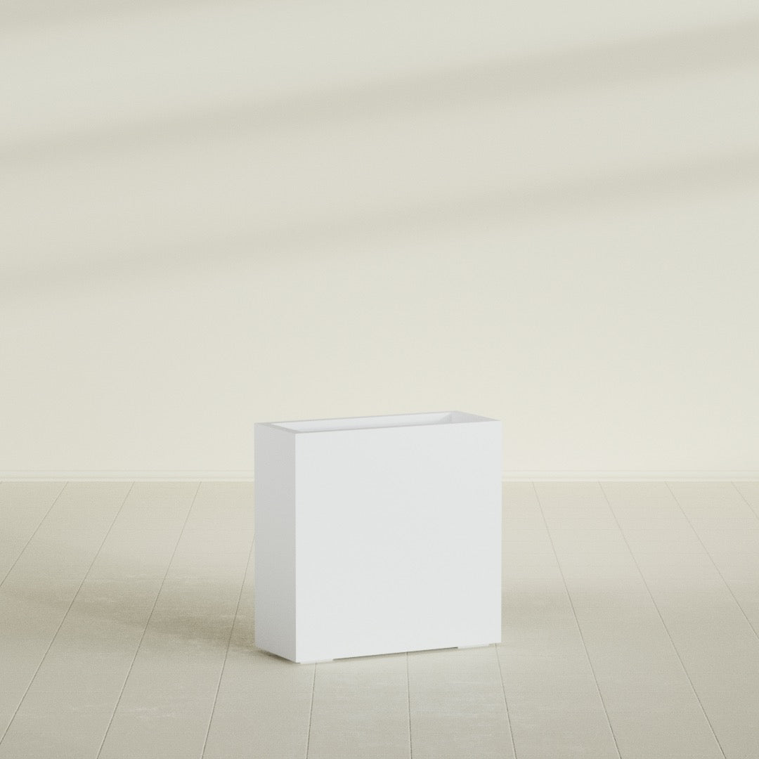 Milano Medium Narrow Rectangle Fiberglass Planter - 24 in x 10 in x 24 in - Gloss White - Gloss White,24 in x 10 in x 24 in