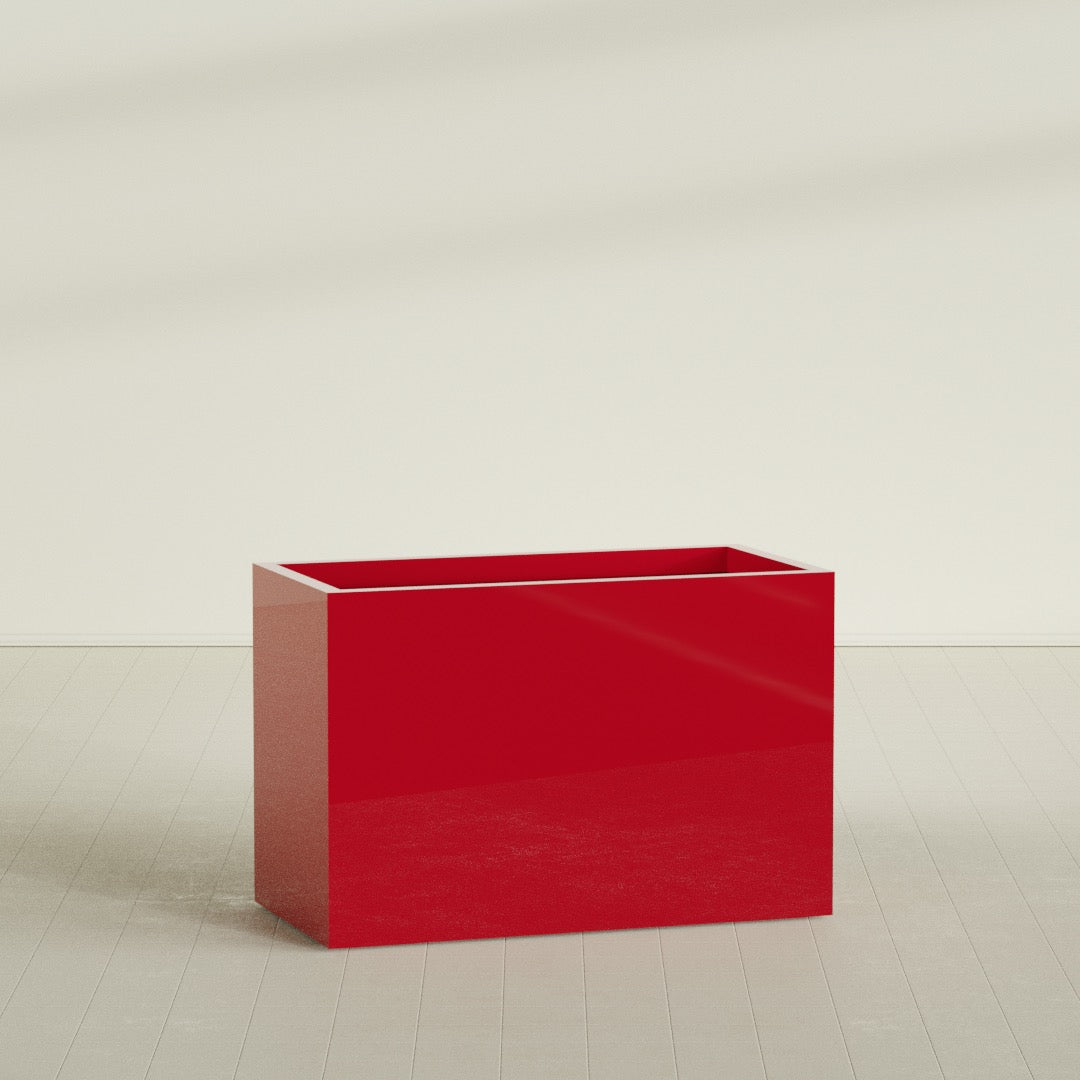 Brisbane Extra Large Long Rectangle Fiberglass Planter - 48 in x 24 in x 32 in - Gloss Red - Gloss Red,48 in x 24 in x 32 in